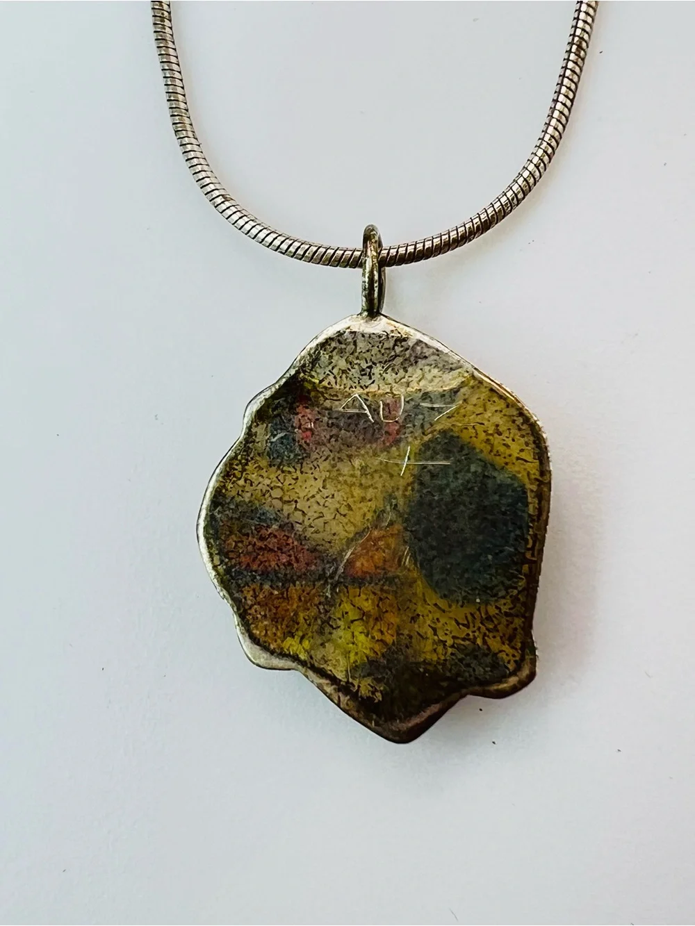 Native American Sterling Silver Turquoise & Coral Pendant Necklace SIGNED